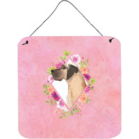 "Caroline's Treasures Fawn Dane Pink Flowers Door Hanging Prints wall-decor, Multicolor"