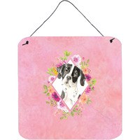 "Caroline's Treasures English Pointer Pink Flowers Door Hanging Prints wall-decor, Multicolor"