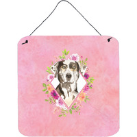 "Caroline's Treasures Catahoula Leopard Dog Pink Flowers Door Hanging Prints wall-decor, Multicolor"