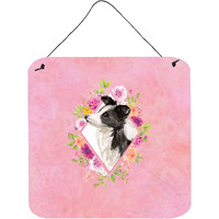"Caroline's Treasures Border Collie Pink Flowers Door Hanging Prints wall-decor, Multicolor"