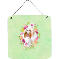 "Caroline's Treasures Afghan Hound Green Flowers Door Hanging Prints wall-decor, Multicolor"