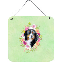 "Caroline's Treasures Bernese Mountain Dog Green Flowers Door Hanging Prints wall-decor, Multicolor"
