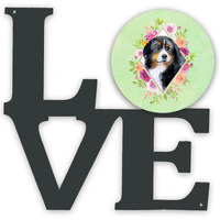 "Caroline's Treasures Bernese Mountain Dog Green Flowers Metal Artwork Love wall-decor, Multicolor"