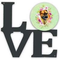 "Caroline's Treasures Borboel Mastiff Green Flowers Metal Artwork Love wall-decor, Multicolor"