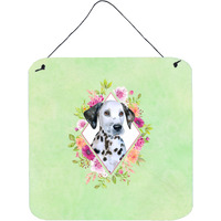 "Caroline's Treasures Dalmatian Puppy Green Flowers Door Hanging Prints wall-decor, Multicolor"