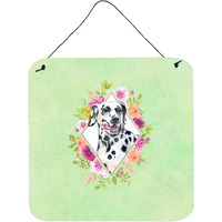 "Caroline's Treasures Dalmatian Green Flowers Door Hanging Prints wall-decor, Multicolor"