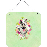 "Caroline's Treasures Eastern German Shepherd Green Flowers Door Hanging Prints wall-decor, Multicolor"