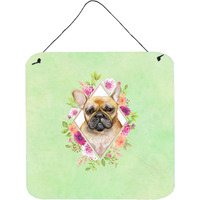 "Caroline's Treasures Fawn French Bulldog Green Flowers Door Hanging Prints wall-decor, Multicolor"