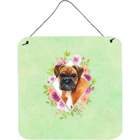 "Caroline's Treasures German Boxer Green Flowers Door Hanging Prints wall-decor, Multicolor"