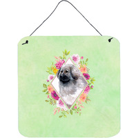 "Caroline's Treasures Moscow Watchdog Green Flowers Door Hanging Prints wall-decor, Multicolor"