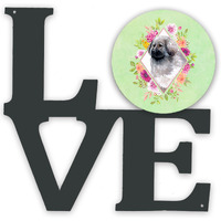 "Caroline's Treasures Moscow Watchdog Green Flowers Metal Artwork Love wall-decor, Multicolor"
