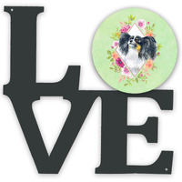"Caroline's Treasures Papillon Green Flowers Metal Artwork Love wall-decor, Multicolor"