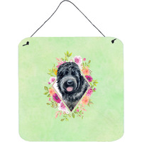 "Caroline's Treasures Russian Black Terrier Green Flowers Door Hanging Prints wall-decor, Multicolor"
