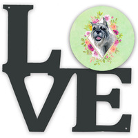 "Caroline's Treasures Schnauzer Green Flowers Metal Artwork Love wall-decor, Multicolor"