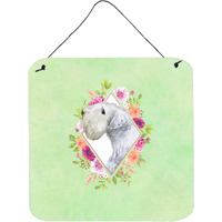 "Caroline's Treasures Sealyham Terrier Green Flowers Door Hanging Prints wall-decor, Multicolor"