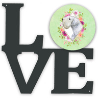 "Caroline's Treasures Sealyham Terrier Green Flowers Metal Artwork Love wall-decor, Multicolor"