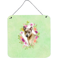 "Caroline's Treasures Thai Ridgeback Green Flowers Door Hanging Prints wall-decor, Multicolor"