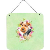 "Caroline's Treasures Welsh Terrier Green Flowers Door Hanging Prints wall-decor, Multicolor"