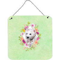"Caroline's Treasures West Highland White Terrier Green Flowers Door Hanging Prints wall-decor, Multicolor"