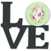 "Caroline's Treasures White Standard Poodle Green Flowers Metal Artwork Love wall-decor, Multicolor"