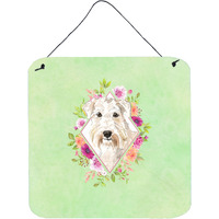 "Caroline's Treasures Wheaten Terrier Green Flowers Door Hanging Prints wall-decor, Multicolor"