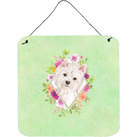 "Caroline's Treasures Westie Green Flowers Door Hanging Prints wall-decor, Multicolor"