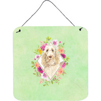 "Caroline's Treasures Spinone Italiano Green Flowers Door Hanging Prints wall-decor, Multicolor"