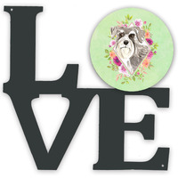 "Caroline's Treasures Schnauzer #1 Green Flowers Metal Artwork Love wall-decor, Multicolor"