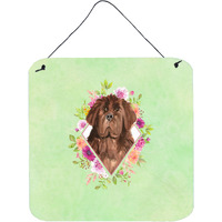"Caroline's Treasures Newfoundland Green Flowers Door Hanging Prints wall-decor, Multicolor"