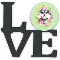 "Caroline's Treasures Schnauzer #2 Green Flowers Metal Artwork Love wall-decor, Multicolor"