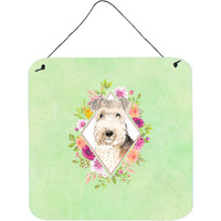"Caroline's Treasures Lakeland Terrier Green Flowers Door Hanging Prints wall-decor, Multicolor"