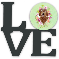"Caroline's Treasures Labradoodle Green Flowers Metal Artwork Love wall-decor, Multicolor"