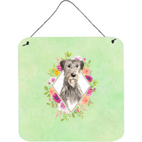 "Caroline's Treasures Irish Wolfhound Green Flowers Door Hanging Prints wall-decor, Multicolor"