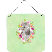 "Caroline's Treasures Grey Standard Poodle Green Flowers Door Hanging Prints wall-decor, Multicolor"