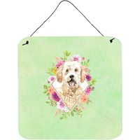 "Caroline's Treasures Goldendoodle Green Flowers Door Hanging Prints wall-decor, Multicolor"