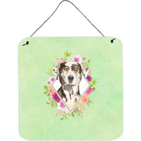 "Caroline's Treasures Catahoula Leopard Dog Green Flowers Door Hanging Prints wall-decor, Multicolor"