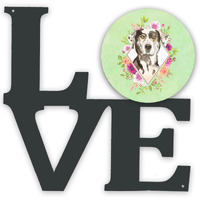 "Caroline's Treasures Catahoula Leopard Dog Green Flowers Metal Artwork Love wall-decor, Multicolor"