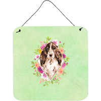"Caroline's Treasures Brown Parti Cocker Spaniel Green Flowers Door Hanging Prints wall-decor, Multicolor"