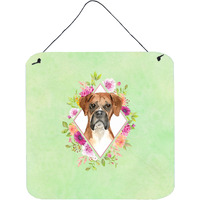 "Caroline's Treasures Boxer Green Flowers Door Hanging Prints wall-decor, Multicolor"