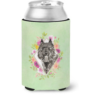 "Caroline's Treasures CK4416CC Bouvier des Flandres Green Flowers Can or Bottle Hugger cold-beverage-koozies, 12 oz, Multicolor"