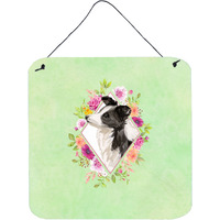 "Caroline's Treasures Border Collie Green Flowers Door Hanging Prints wall-decor, Multicolor"
