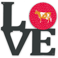 "Caroline's Treasures Guernsey Cow Metal Artwork Love wall-decor, Multicolor"