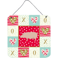 "Caroline's Treasures English Large White Pig Love Door Hanging Prints wall-decor, Multicolor"