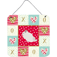 "Caroline's Treasures Pink and White Chinchilla Love Door Hanging Prints wall-decor, Multicolor"