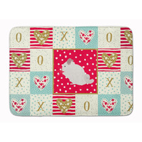 "Caroline's Treasures Pink and White Chinchilla Love Machine Washable Memory Foam Mat doormats, Multicolor"