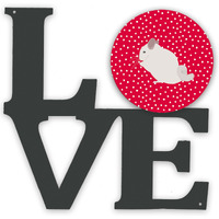 "Caroline's Treasures Pink and White Chinchilla Metal Artwork Love wall-decor, Multicolor"