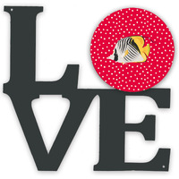 "Caroline's Treasures Butterfly Fish Metal Artwork Love wall-decor, Multicolor"