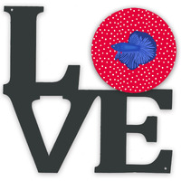 "Caroline's Treasures Delta Tail Betta Fish Metal Artwork Love wall-decor, Multicolor"