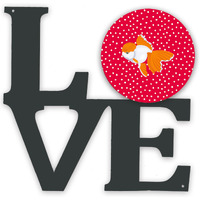 "Caroline's Treasures Oranda Red Cap Goldfish Metal Artwork Love wall-decor, Multicolor"