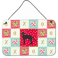 "Caroline's Treasures Black German Rex Cat Love Door Hanging Prints wall-decor, Multicolor"
